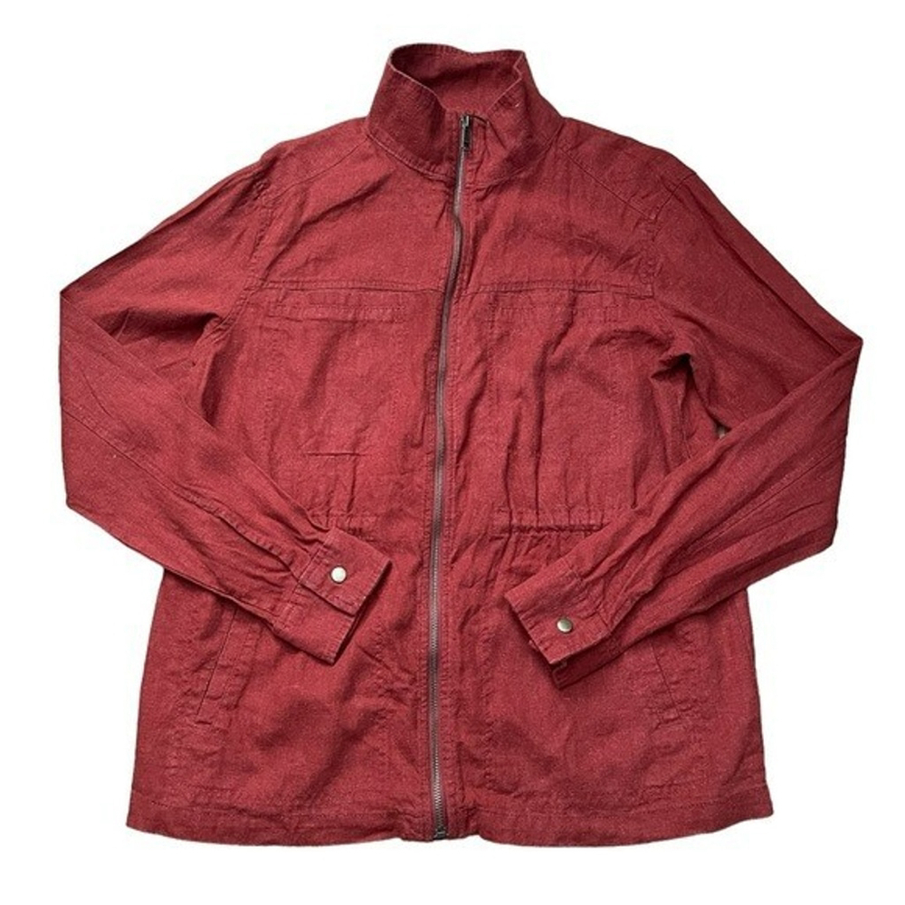 Old Navy Brick Orange Linen Blend Lightweight Utility Jacket US M Tall